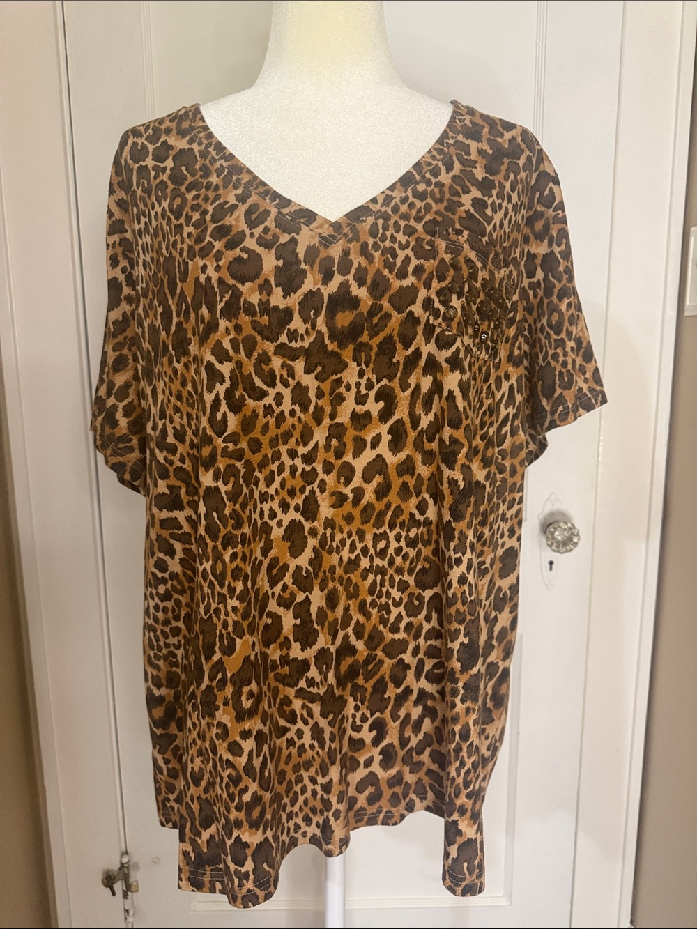 Essentials Leopard-Print Knit Top in Brown & Black